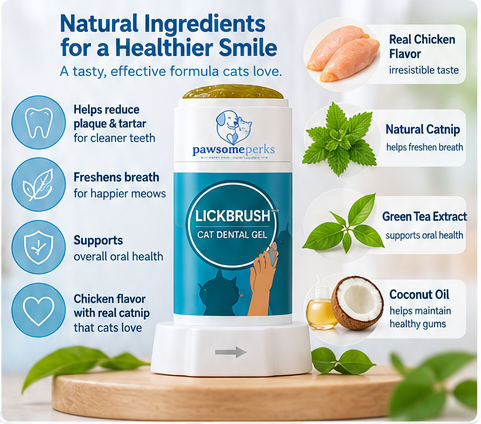 Pawsome Perks™ LickBrush – Brush-Free Cat Dental Gel