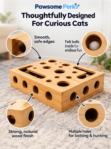 Pawsome Perks™ OakClaw – 100% Real Oak Wood Cat Nail File Scratcher
